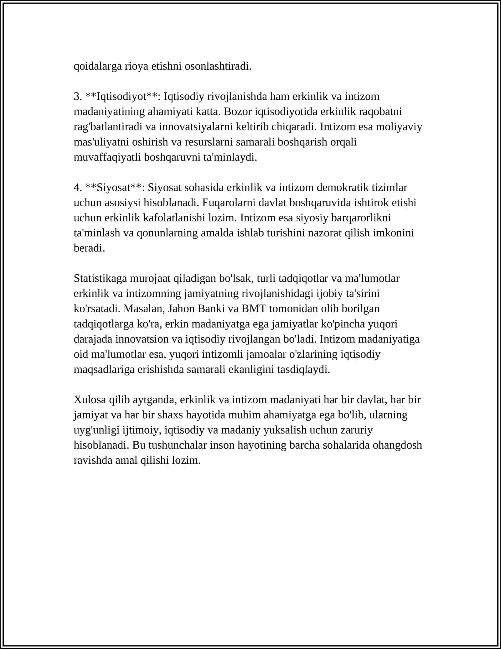 O'QUVCHILAR MA'NAVIYATINI YUKSALTIRISHDA ERKINLIK VA INTIZOM MADANIYATIGA BOYITISH. "ERKINLIK VA INTIZOM,, 4
