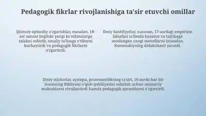 XVII-XIX asrlarning birinchi yarmida ta'limning asosiy tamoyillari 4