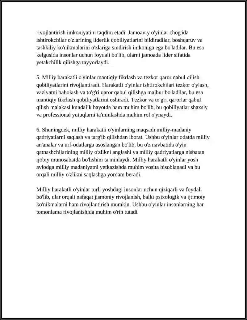 MILLIY HARAKATLI O'YINLARNING MAZMUNI 4