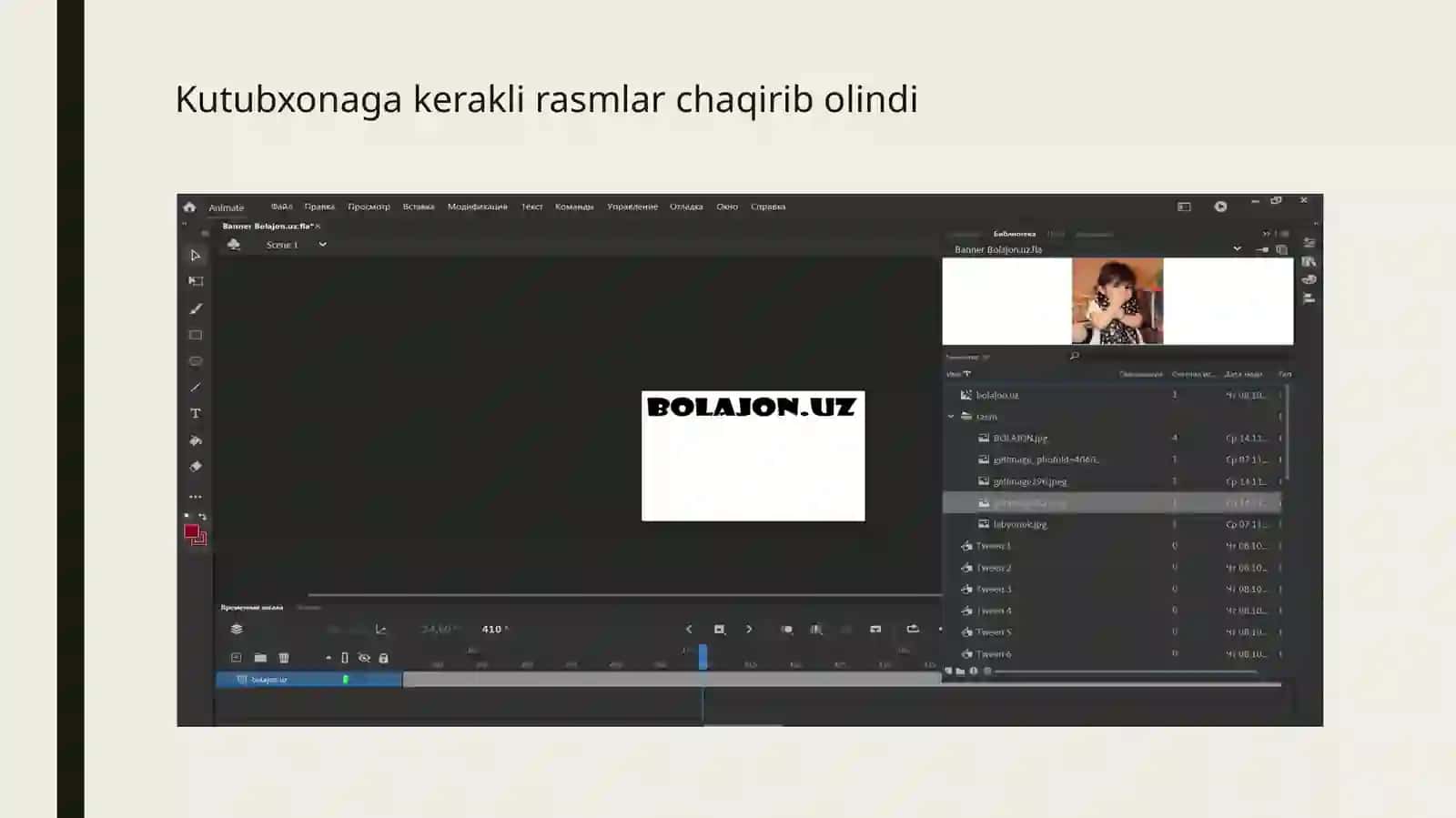 Adobe Flash dasturida animatsion banner yaratish 4