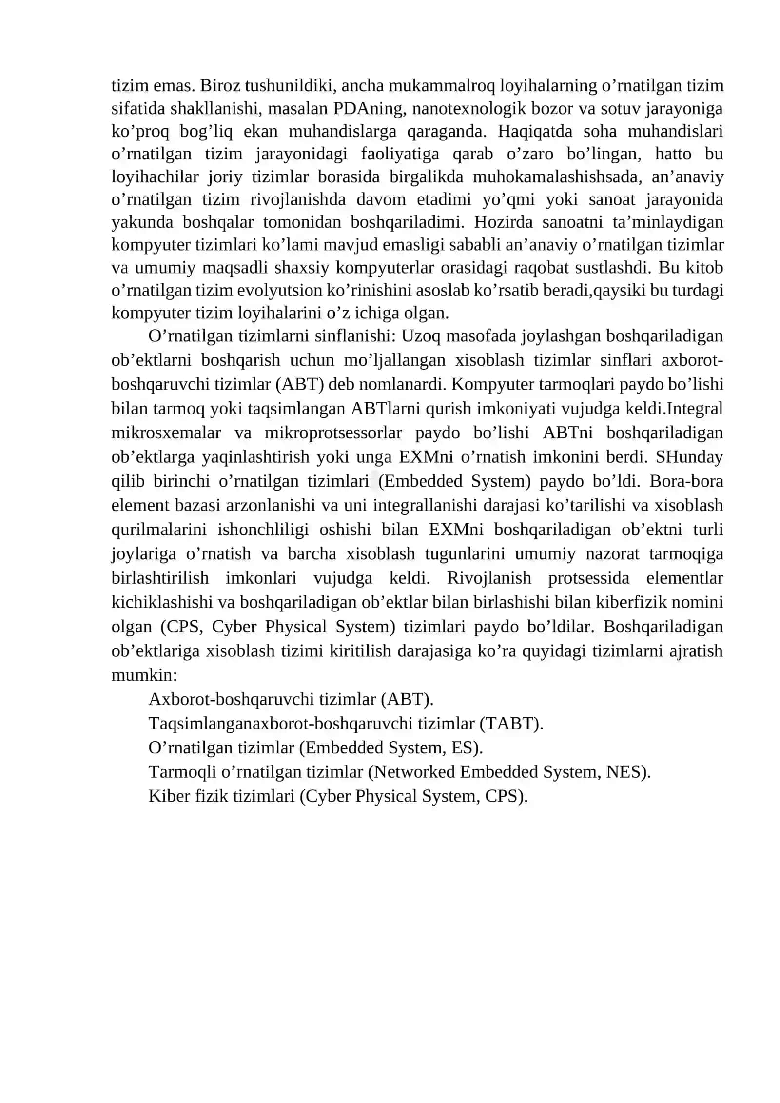O‘rnatilgan operatsion tizimlar mavzusida Mustaqil ish 4