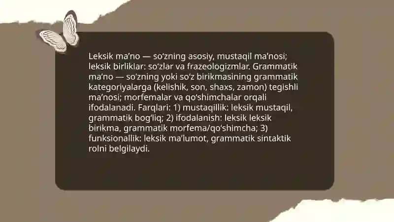 Grammatik maʼno. Tilning grammatik vositalari 4