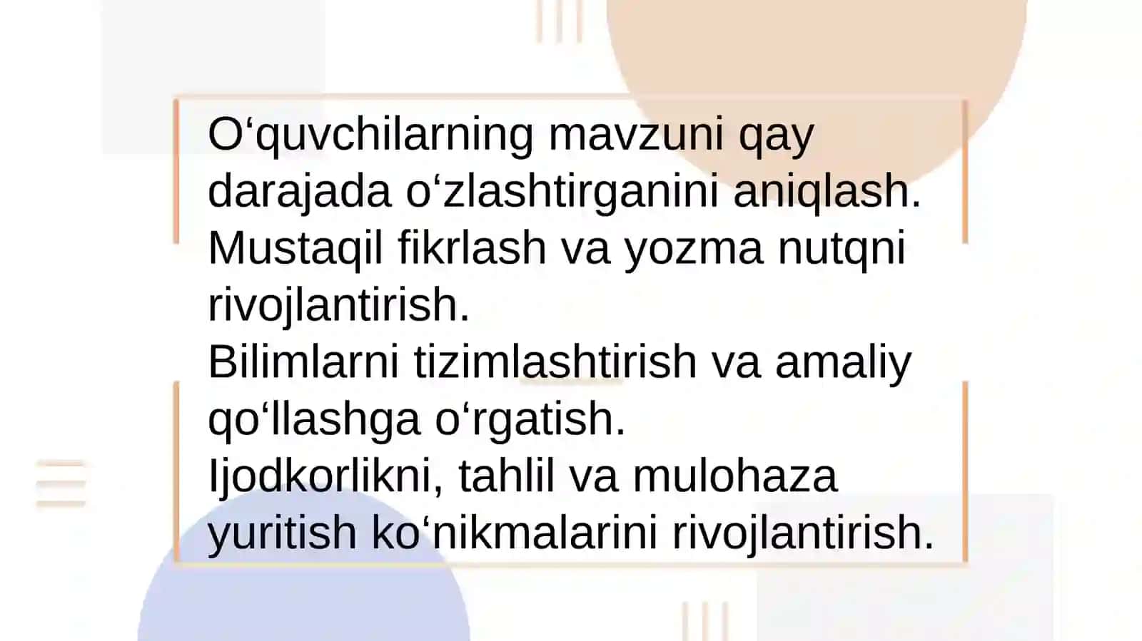Ta'lim bosqichlarida yozma ishlarni tashkil etishga qoʻyiladigan talablar 4