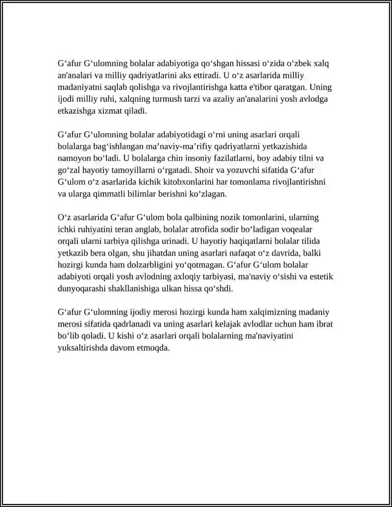 GʼAFUR GʼULOM HAYOTI VA IJODI BOLALAR ADABIYOTIDAGI OʼRNI 4