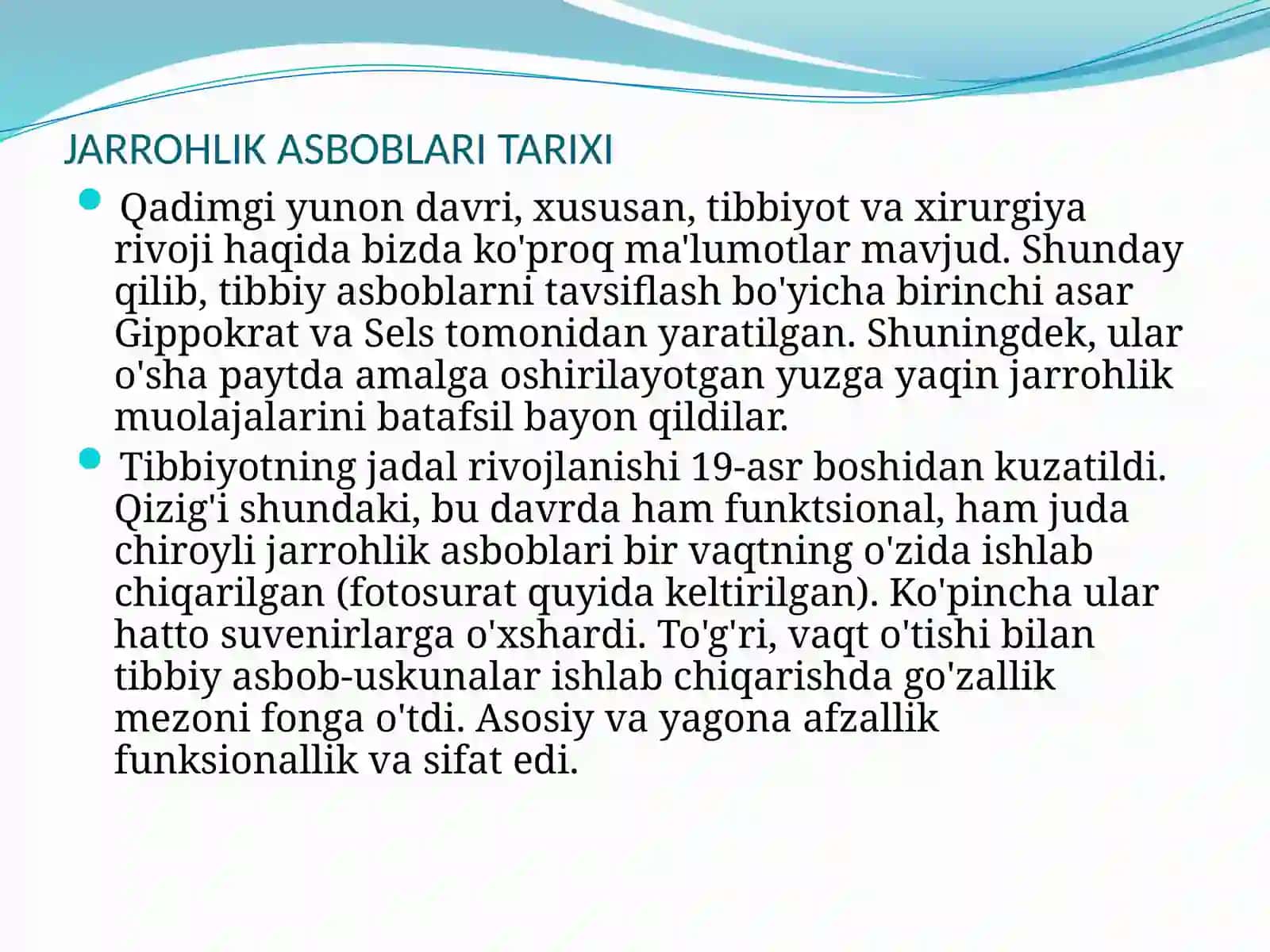 Zamonaviy xirurgik asboblar .Dizinfeksiya uchun qòlaniladigan asosiy kimyoviy vositalar. 4