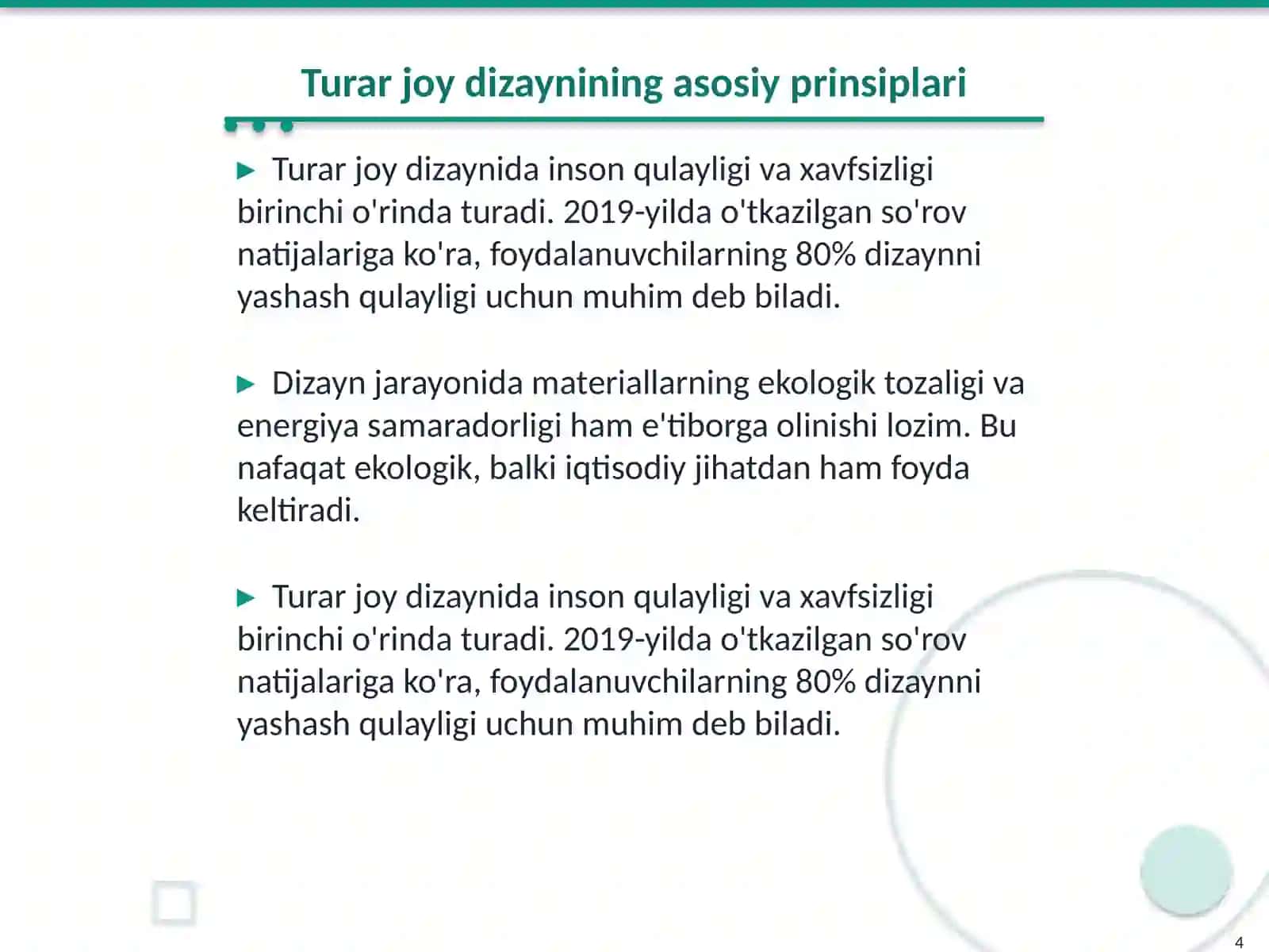 Turar joy binolarini loyihalashda qoyiladigon umumiy talablar 4
