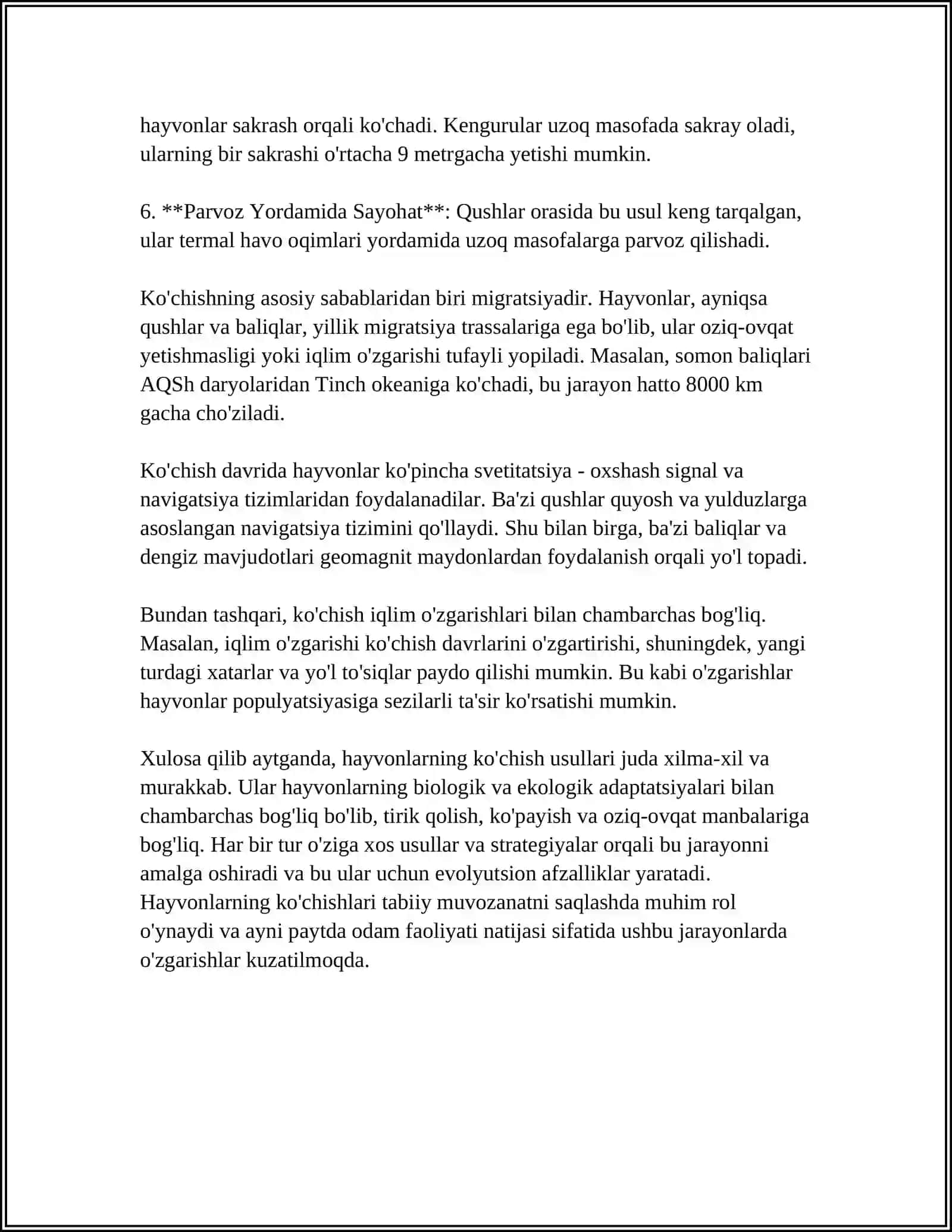 AREAL ICHIDA TURLARNING TARQALISHI. HAYVONLARNING DAVRIY MIGRASIYALARI 4