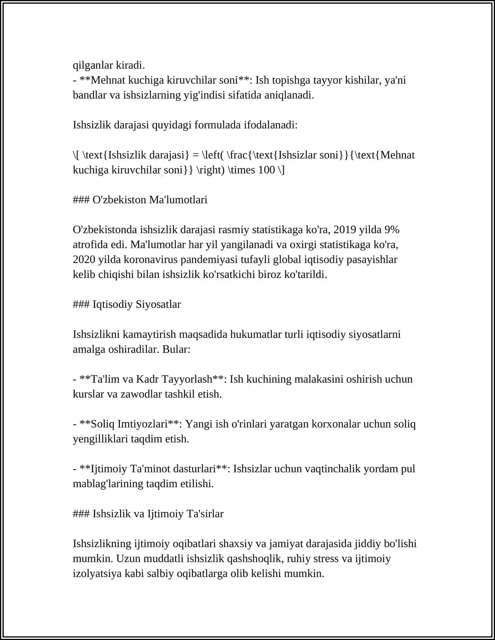 ISHSIZLIK TURLARI VA OʻZBEKISTONDA BANDLIK MUAMMOLARI 4