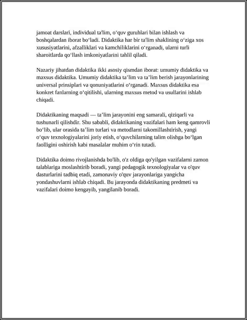 DIDAKTIKA. DIDAKTIKANING PREDMETI VA VAZIFALARI 4