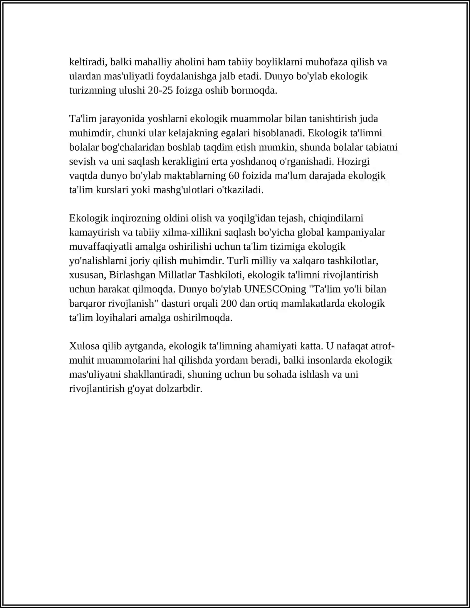 EKOLOGIK TA'LIM BERISH DAVLAT STANDARTLARI 4