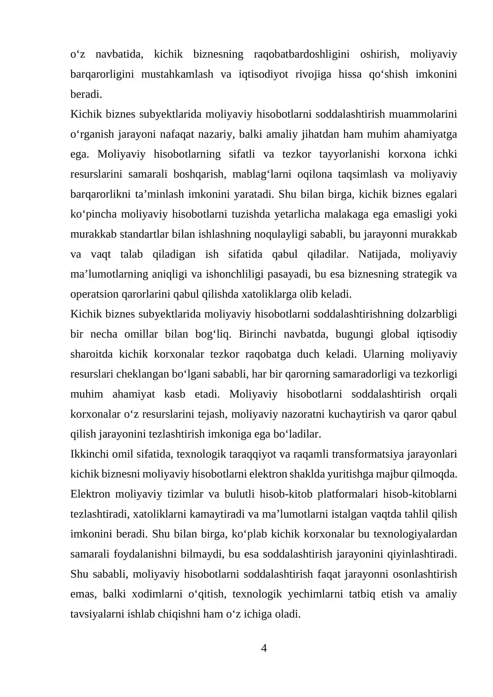 KICHIK BIZNES SUBYEKTLARIDA MOLIYAVIY HISOBOTNI SODDALASHTIRISH MUAMMOLARI 4