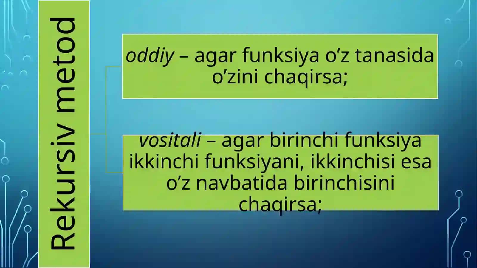 Rekursiv va qayta yuklanuvchi metodlar 4