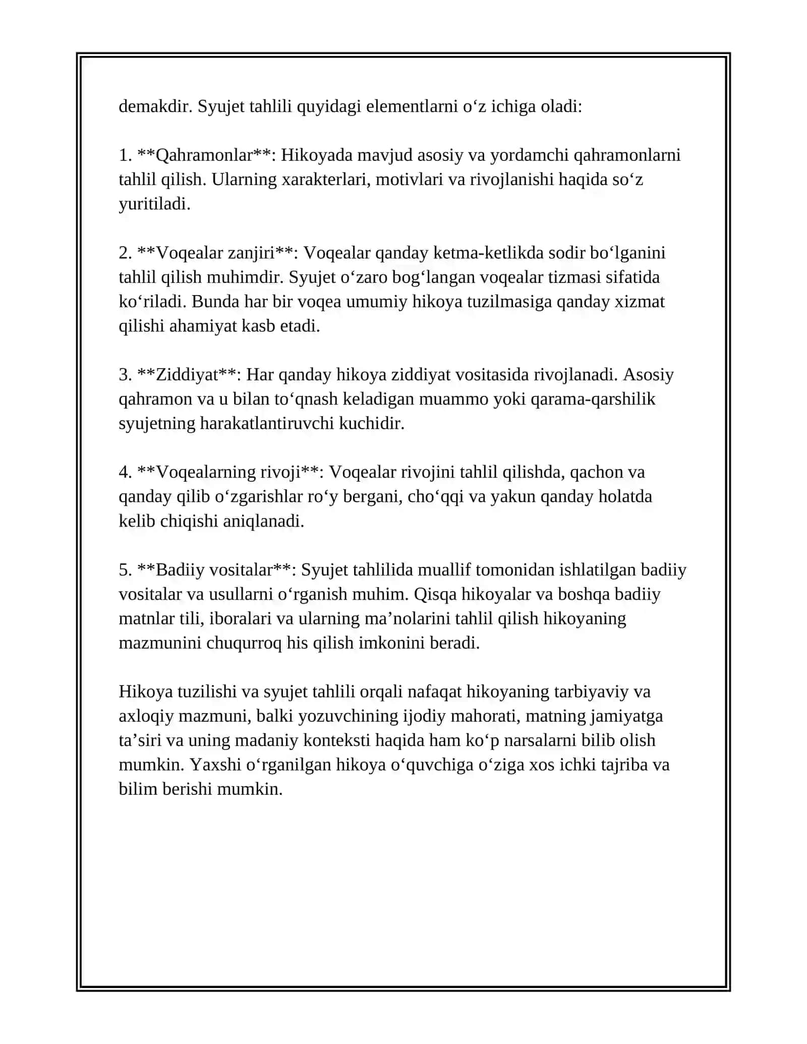 HIKOYATLAR MATNI USTIDA ISHLASH 4