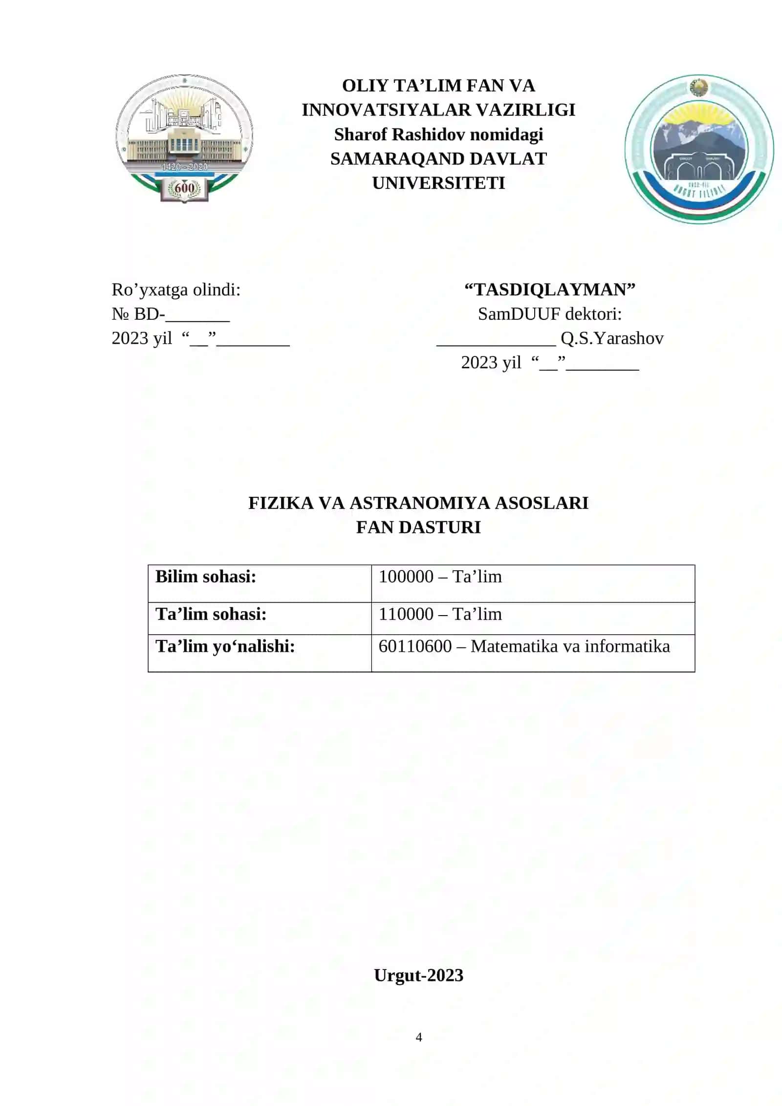 FIZIKA FANINIDAN O’QUV – USLUBIY MAJMUA 4