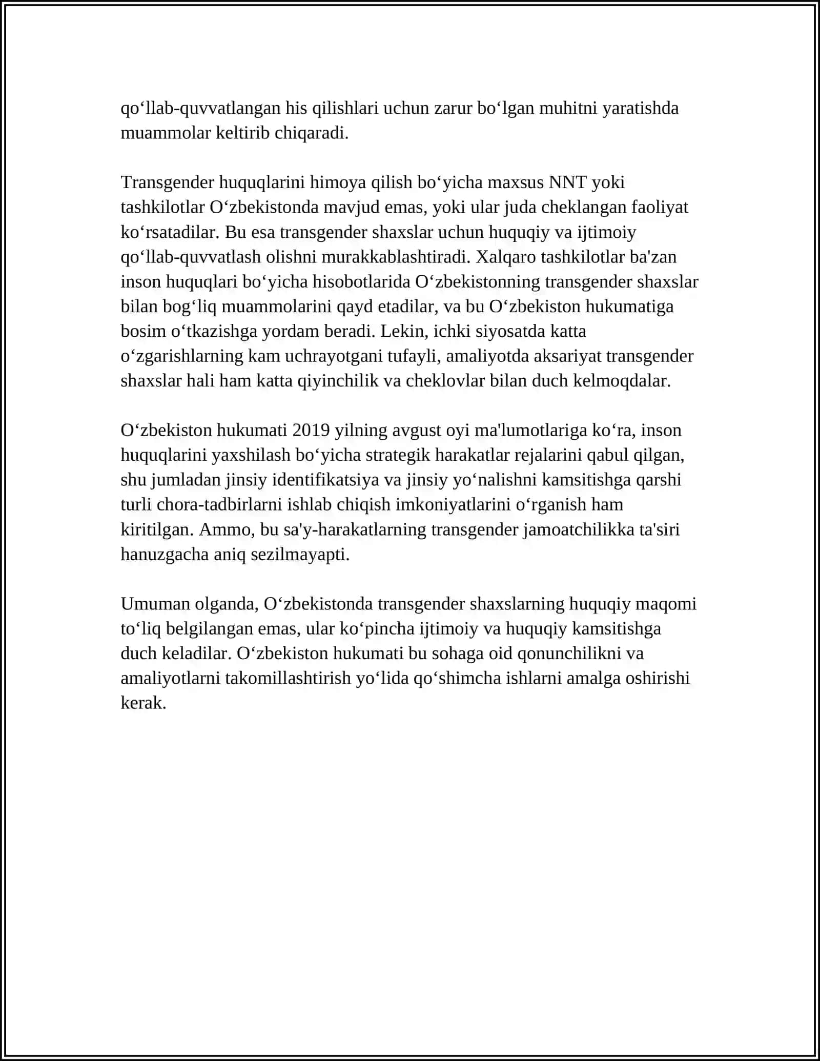 TRANSGENDER SHAXSLAR VA O'ZBEKISTON 4