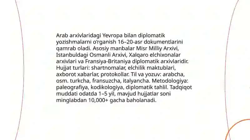 Yevropa va Arab sharq hujjatiga oid ilmiy manbalar 4