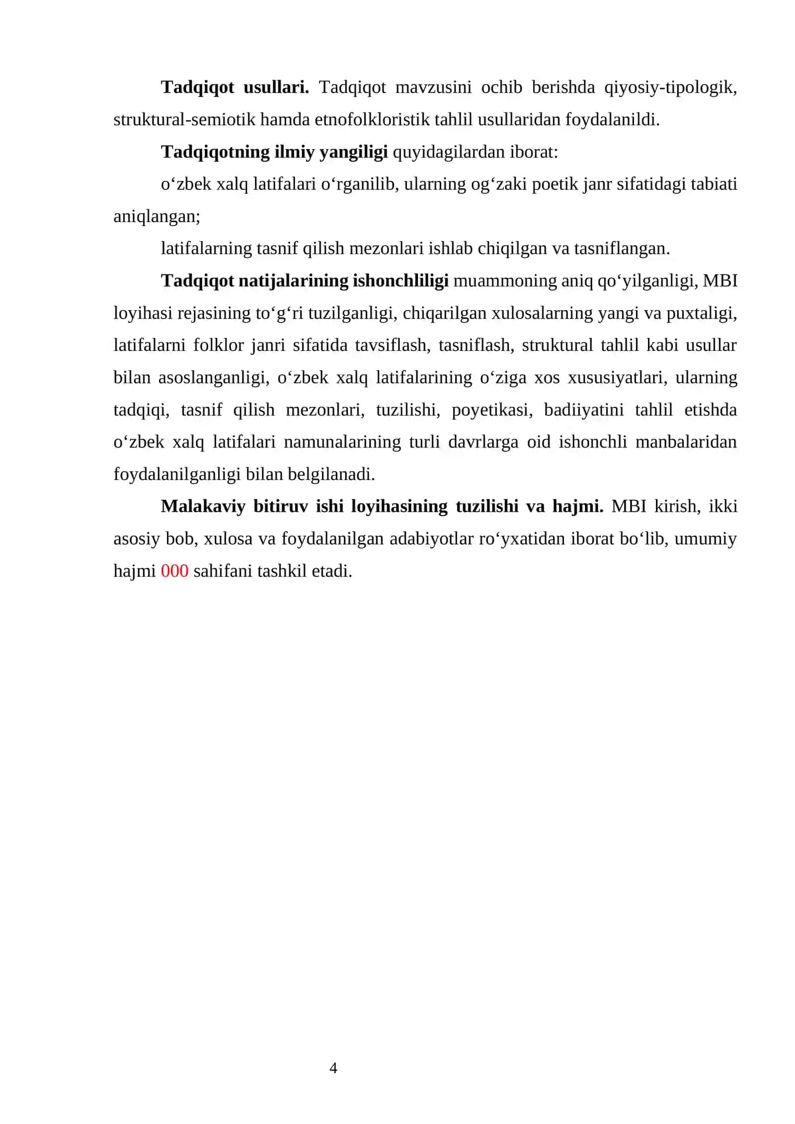 O‘zbek xalq latifalari mavzusida tayyorlangan bitiruv malalaviy ishi 4