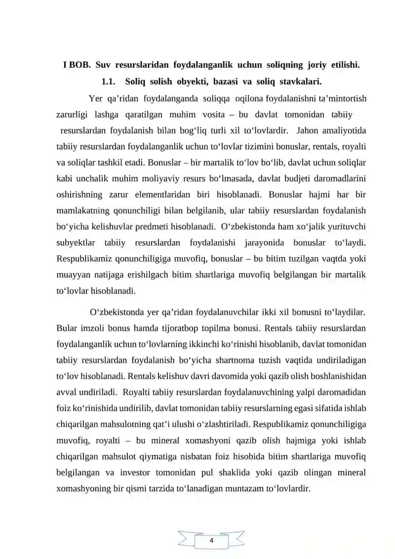 Suv resurslaridan foydalanganlik uchun soliq va uning joriy etilishi sabablari 4