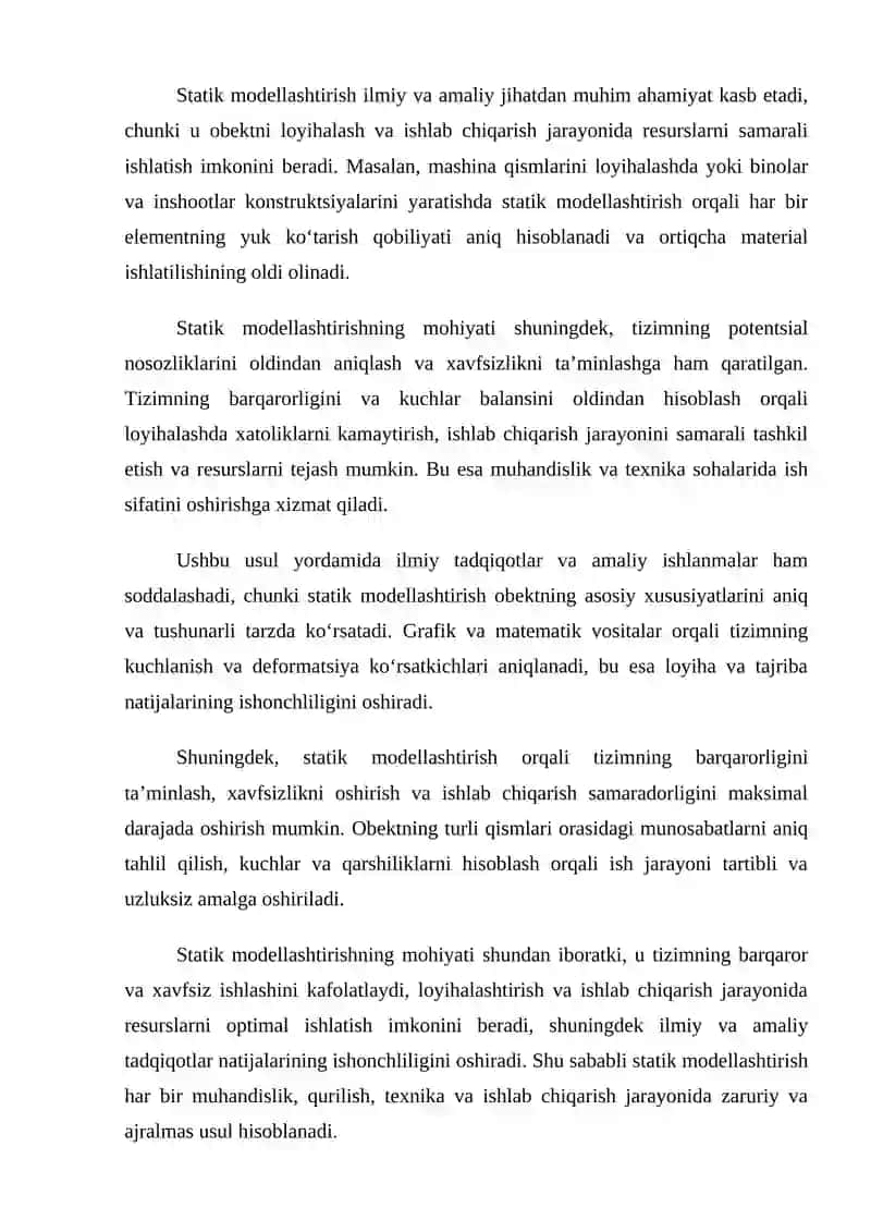 Statik modellashtirish usuli 4