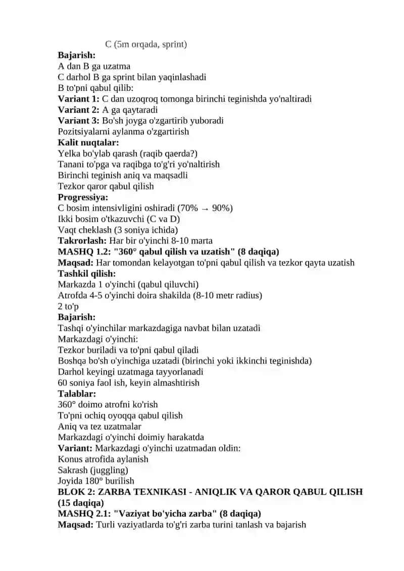 Kompleks texnik-taktik mashg'ulot 4