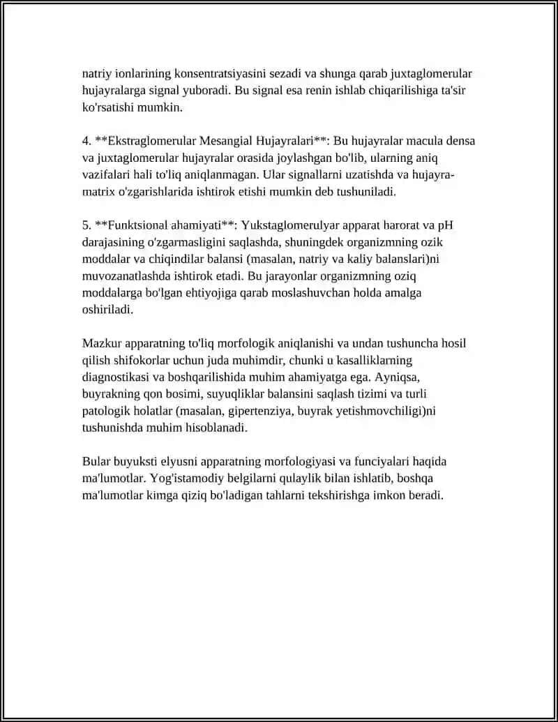 BUYRAKNING YUKSTAGLOMERULYAR APPARATI SITOFIZIOLOGIYASI.NEFRONNING GISTOFIZIOLOGIYASI 4