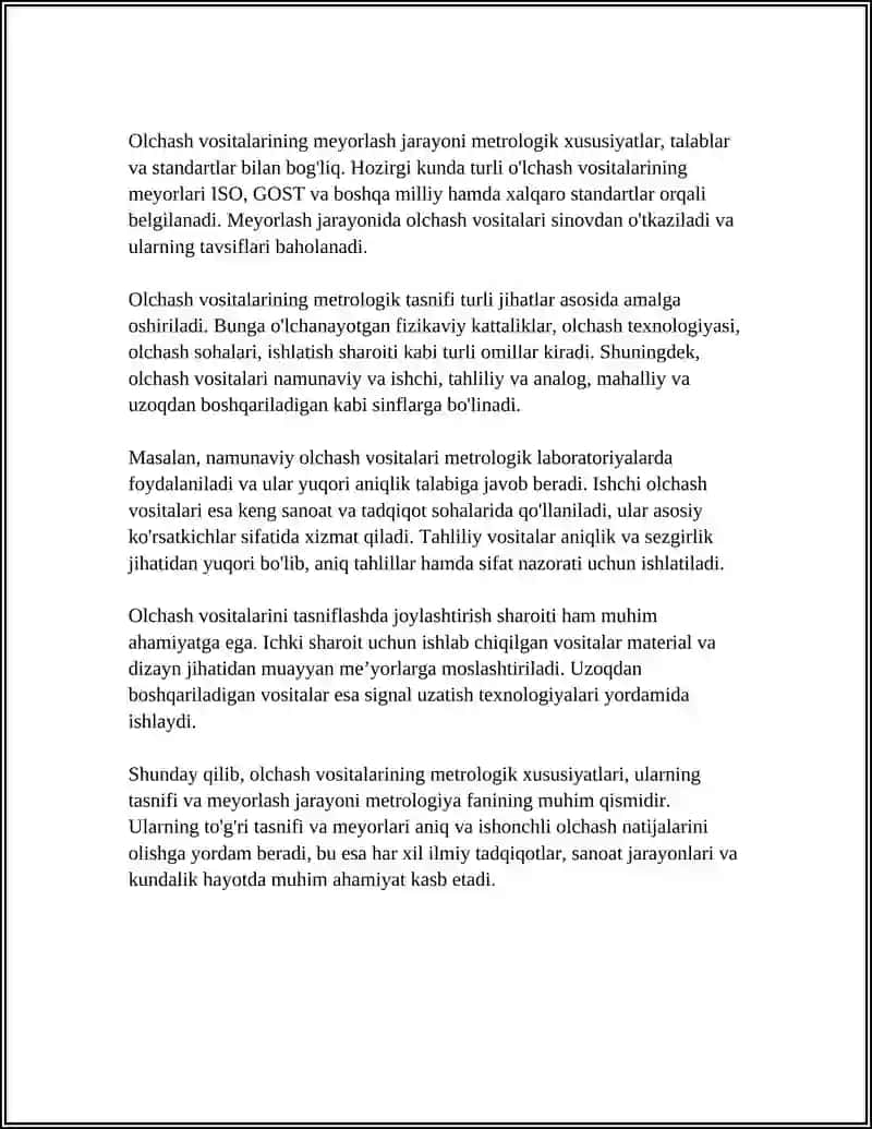 OLCHASH VOSITALARINING METROLOGIK XARAKTERISTIKALARINI MEYORLASH 4