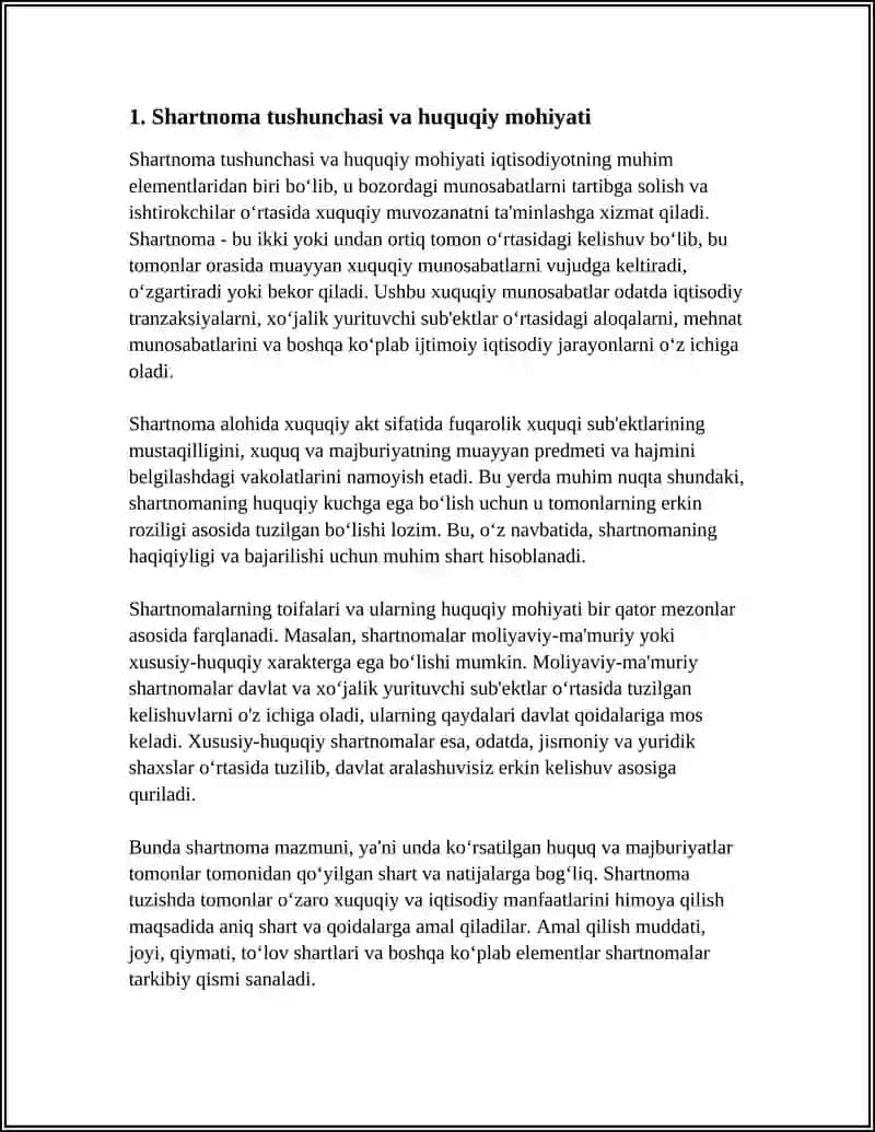 SHARTNOMA TUSHUNCHASI VA ULARNING BOZOR IQTISODIYOTIDAGI ROLI 4