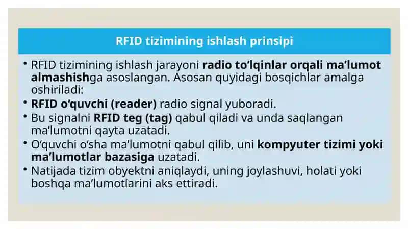 RFID texnologiyasining afzalliklari va qo'llanilish sohalari 4