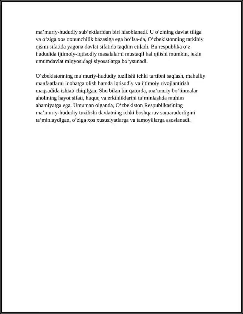 O‘ZBEKISTON RESPUBLIKASI MA’MURIY-HUDUDIY TUZILISHI 4