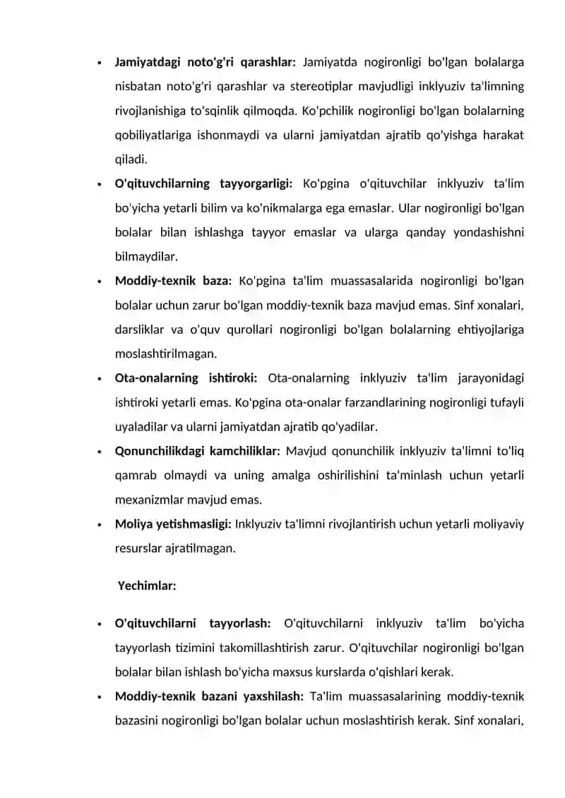 İnklyuziv ta'limning rivojlanishi, uning dolzarb muammolari va ularni bartaraf etish yo'llari 4