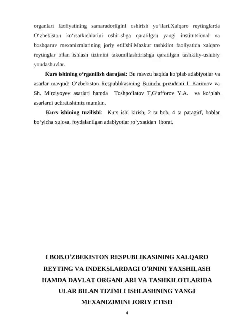 O‘ZBEKISTON RESPUBLIKASINING XALQARO REYTING VA INDEKSLARDAGI O‘RNI VA NUFUZINING ORTIB BORISHI 4