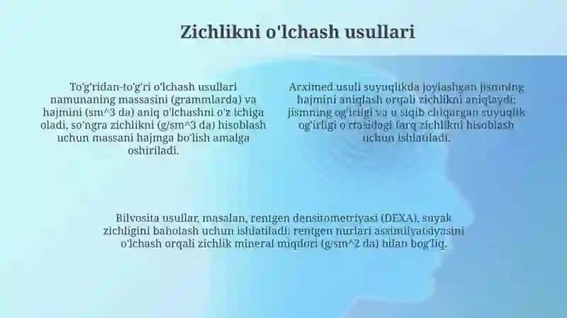 Biologik toʻqimalar va qattiq jismlarning zichligini aniqlash 4