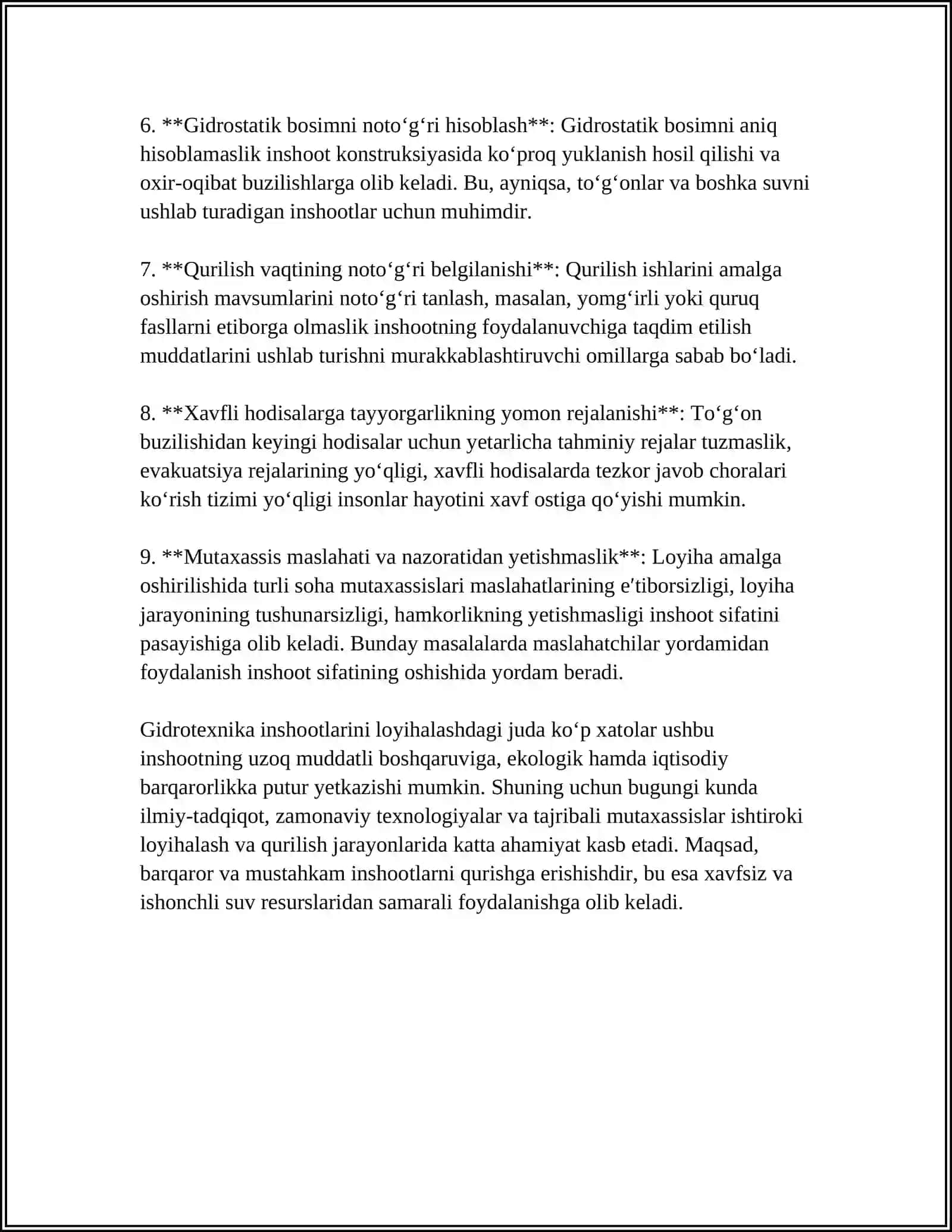 GIDROTEXNIKA INSHOOTLARI BILAN BOGʻLIQ AVARIYALARNING KELIB CHIQISH SABABLARI VA OMILLARI 4