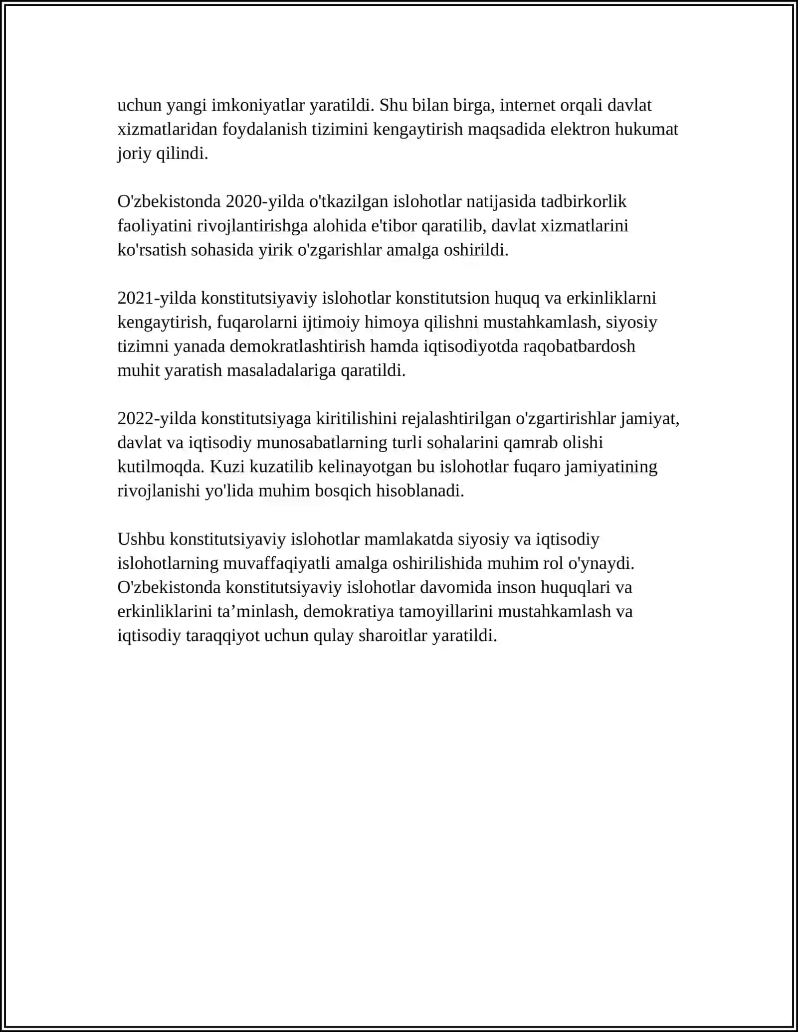 MUSTAQILLIK YILLARIDA DAVLAT BOSHQARUVI TIZIMIDA AMALGA OSHIRILGAN ISLOHOTLAR 4