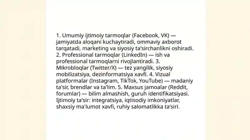 Media maydon va internet imkoniyatlari 4