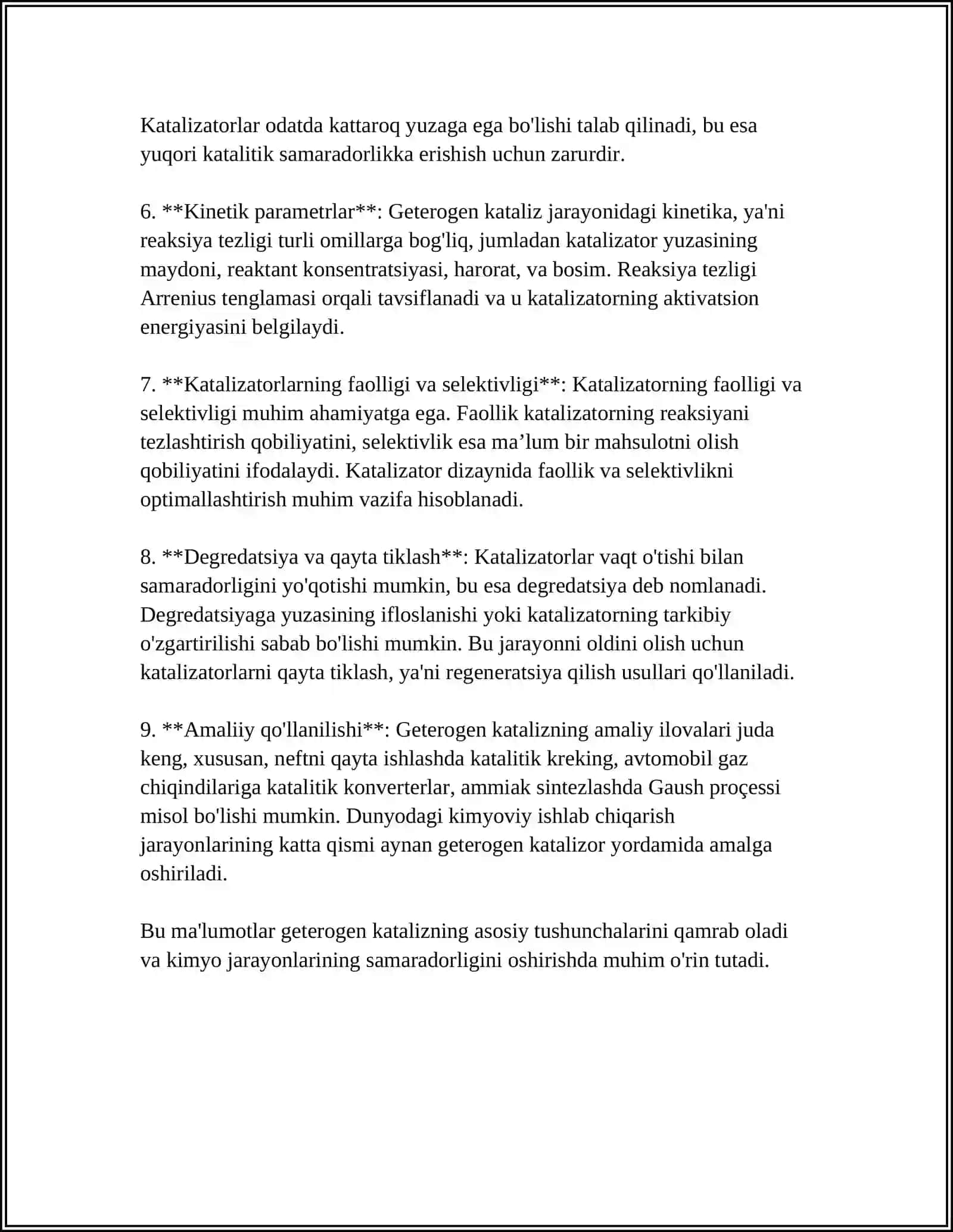 GETEROGEN KATALIZ BOSQICHLARI. FIZIKAVIY VA KIMYOVIY ADSORBSIYA 4