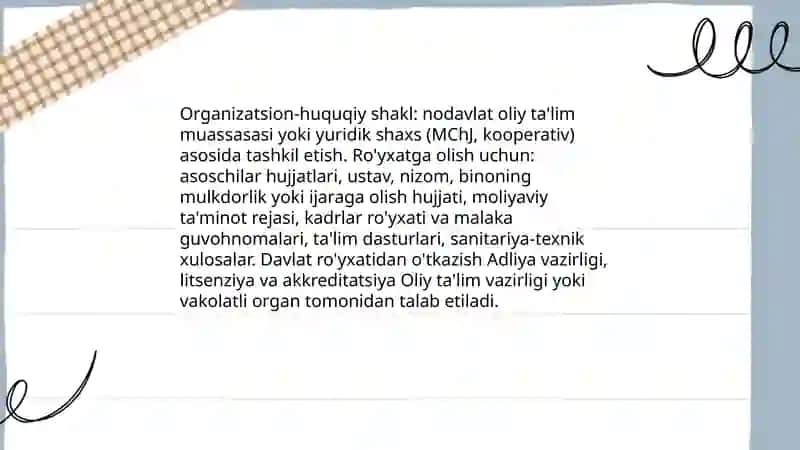 Huquqiy talablar va litsenziya olish jarayoni 4