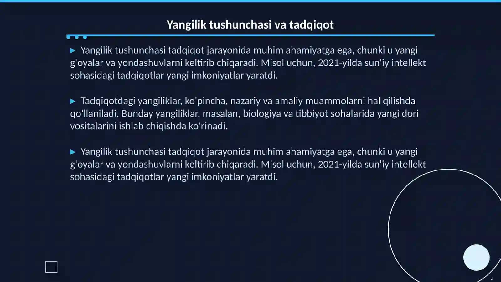 Tadqiqotning dolzarbligi, yangiligi va amaliy axamiyati 4