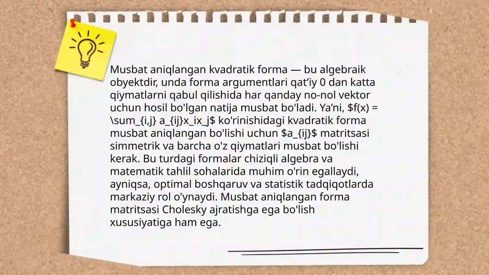 Musbat aniqlangan kvadratik formalar inersiya qonuni 4