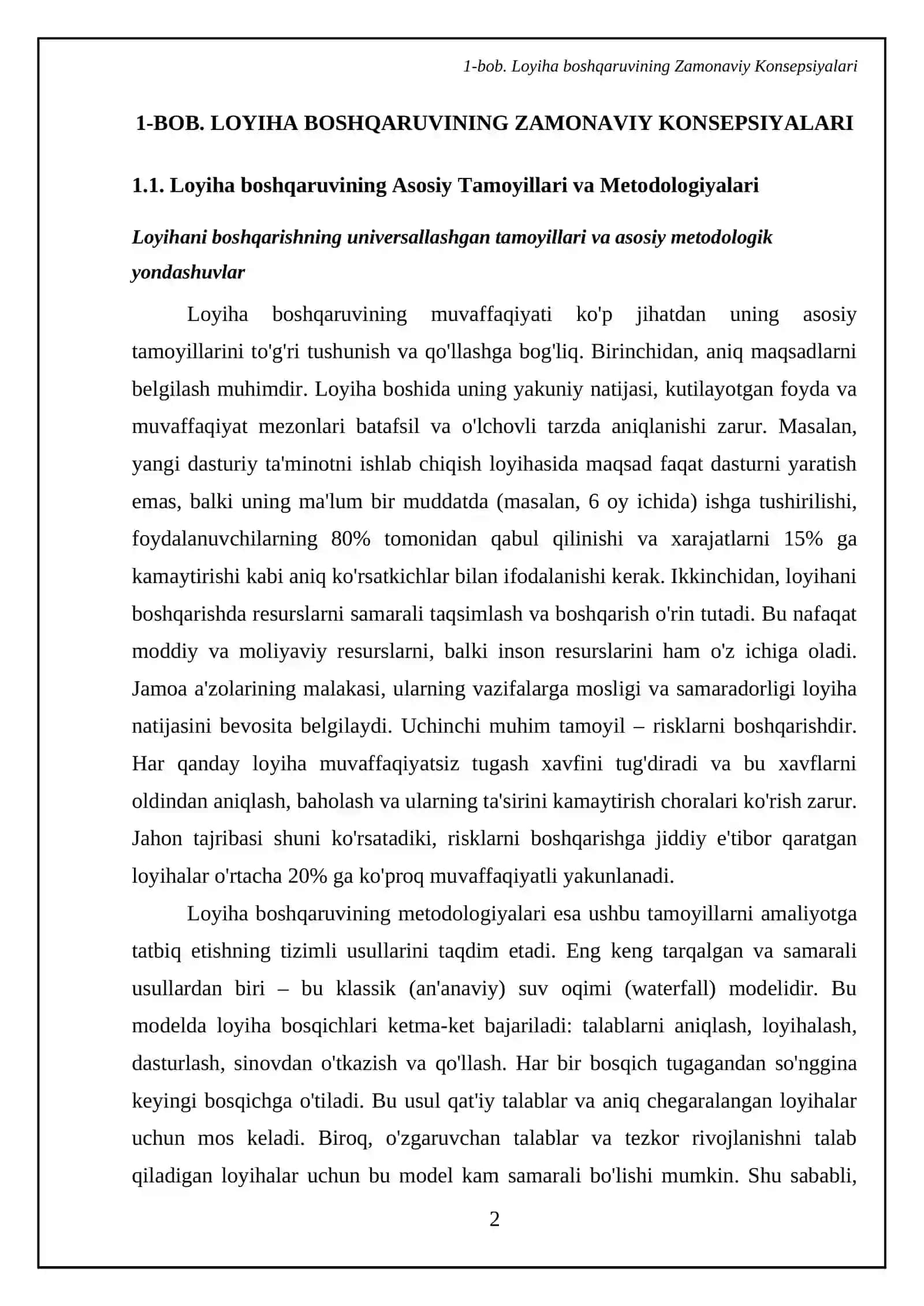 Loyiha boshqaruvining xalqaro uslublari 4