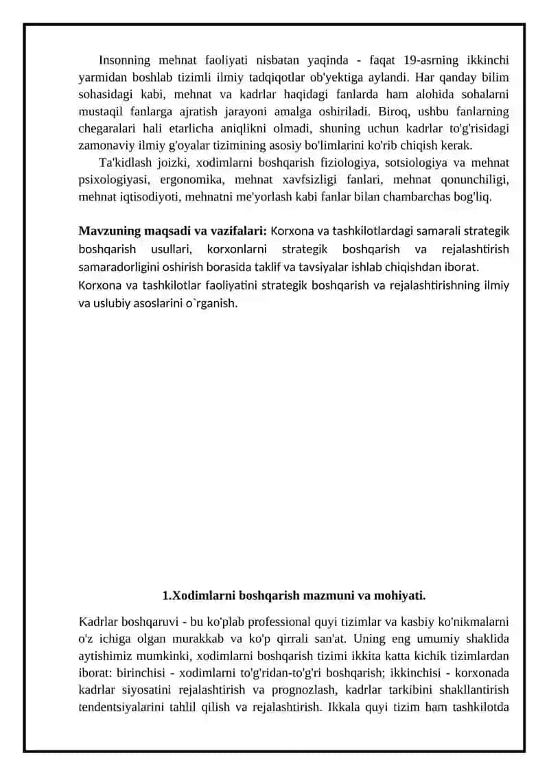 Korxona xodimlarni boshqarishda strategik menejment kurs ishi 4