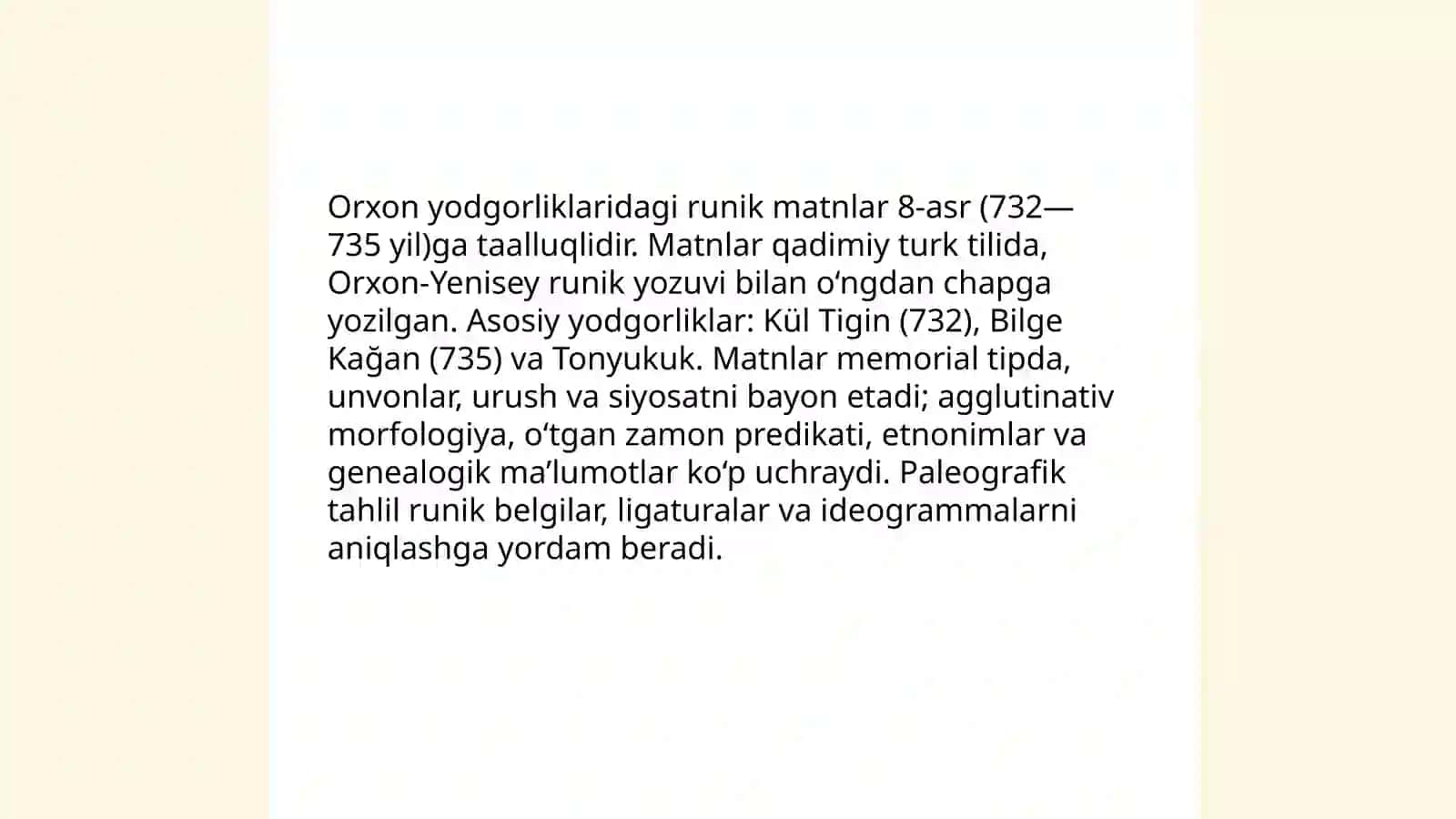 Turkiy runik yozuvidagi matnlar mavzusi 4
