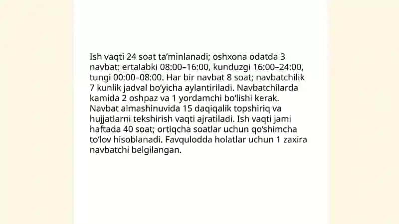 Shifoxonaning oshxona ish tartibi bilan tanishish, tarkatma, parxez stollari. Parxez stollarini tuzish va buyurish. 4