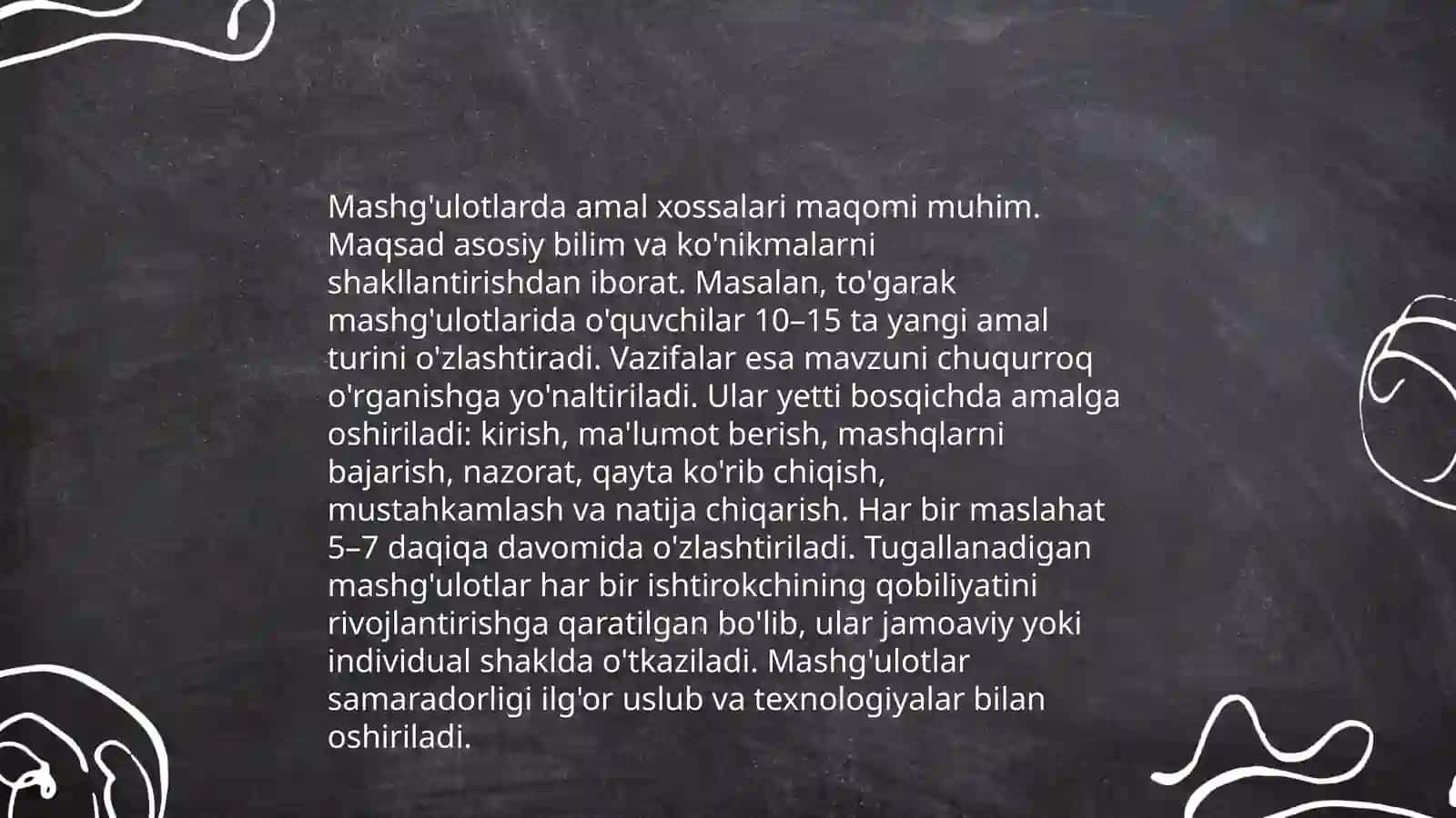 Darsdan tashqari mashg'ulotlarda amal xossalari 4