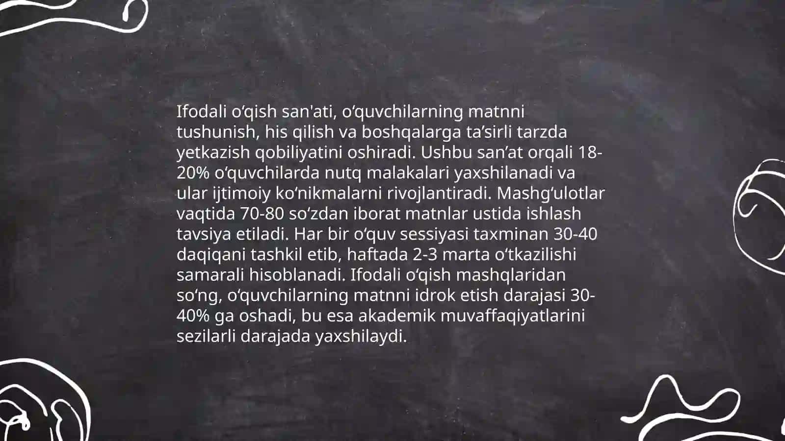 Badiiy asarlarni mutolaa qilish, ifodali o‘qish Mavzu asosida ifodali o‘qish, obrazga kirgan holda tahlil asosida taqdimot tayyorlash 4