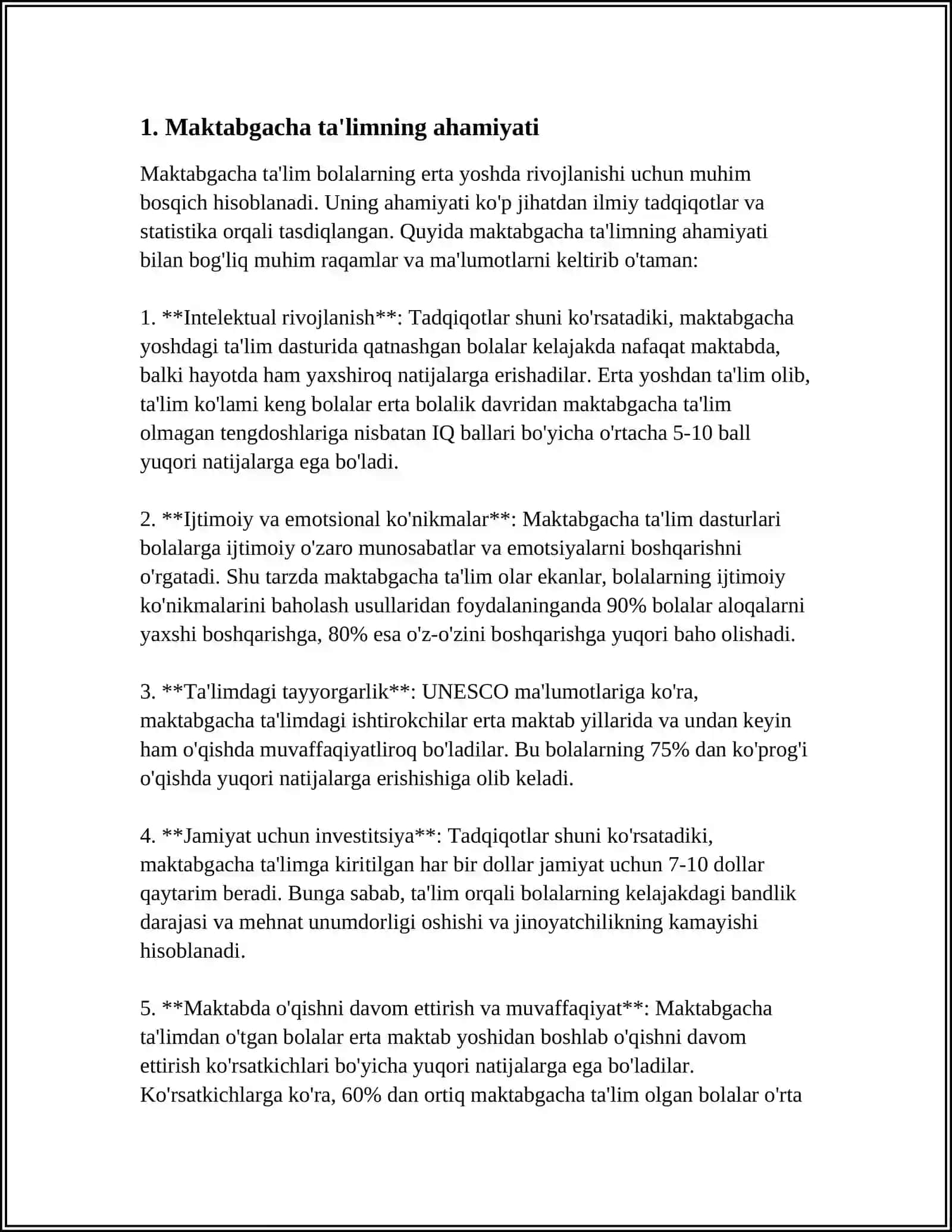 TOʻSHQOʻZIYEVA FERUZXON MAKTABGACHA TAʼLIM 23-41 GURUH 4