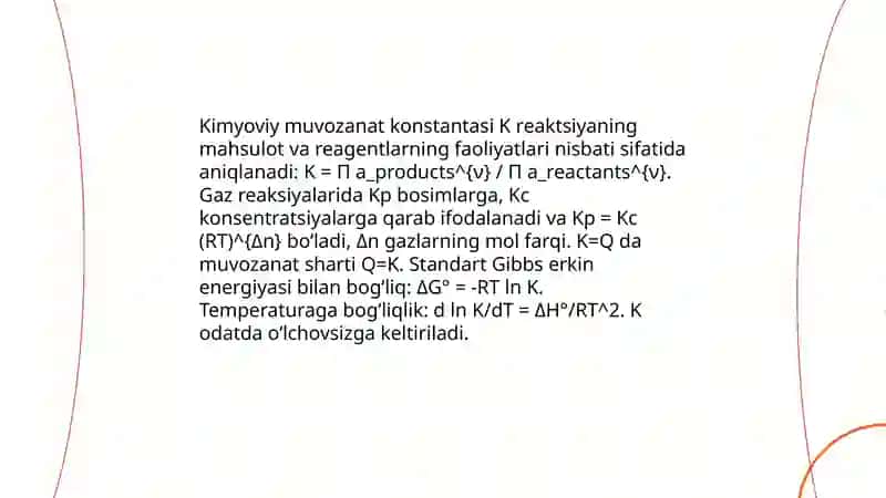 Kimyoviy muvozanat va uning siljishi 4