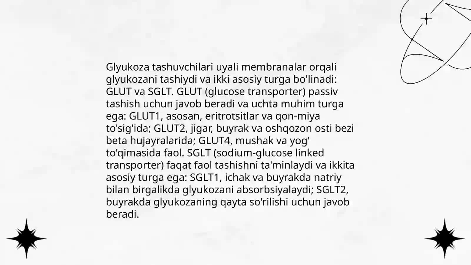 Glyukoza tashuvchilarining tuzilishi, spesifikligi klinik ahamiyati 4