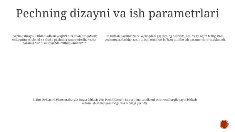 Rux Keklarini Pirometallurgik Qayta Ishlash Vets Pechi Hisobi 4