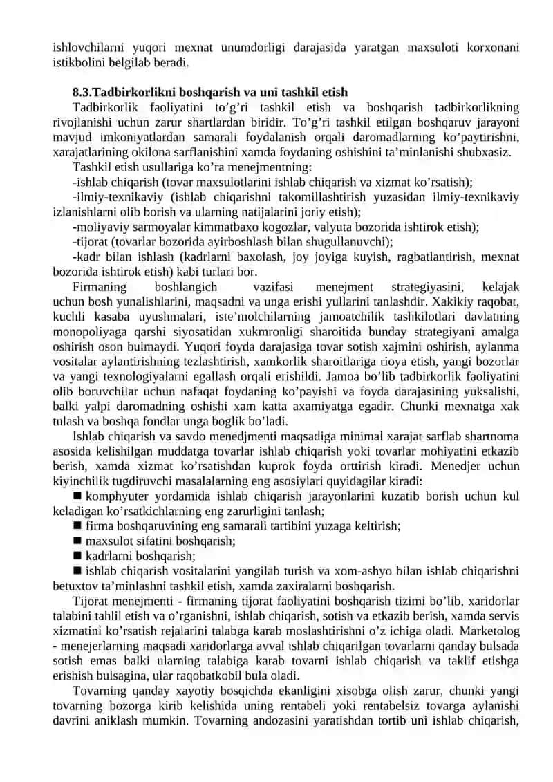 Tadbirkorlikni boshqarishni tashkil etish 4